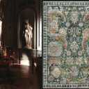 RUGSURE Washable Area Rugs - Perfect for Living Room, Bedroom, Kids Room, Nursery - Stain & Water Resistant Non-Slip, Pet & Child Friendly, Vintage Tribal Area Rugs (Green, 6' x 9')
