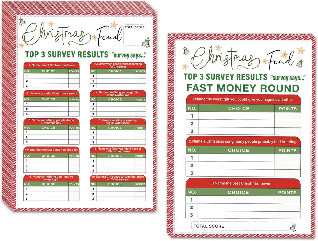 Christmas Party Friendly Feud Quiz, Christmas Party Games, Adult Teen Gratitude Party Games, Christmas Trivia Quiz Games (SDJ-FQ02)