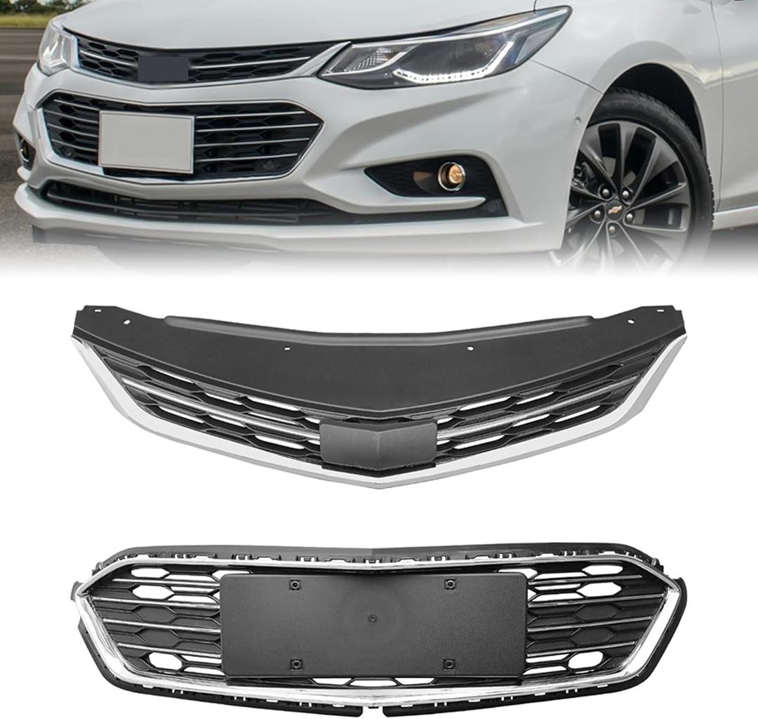 2PCS Front Upper Lower Bumper Grill Grille For Chevy Cruze 2016 2017 2018 (Cruze)