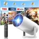 Mini Projector with WiFi and Bluetooth, Portable Projector Built-in Apps Support 4K 1080P Auto Keystone 220 Rotatable Small Projectors Compatible with HDMI/TV Stick/iPhone/Laptop for Bedroom Wall
