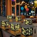 6 Pcs Graduation Table Centerpieces Boxes Class of 2026 Black Square Graduation Paper Lanterns with String Lights Hollow Out for Congrats Grad School College Table Decorations Grad Party Photo Props