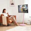 Pink Rolling TV Stand for 32 to 43 55 65 75 Inch TVs, Portable Mobile TV Cart on Wheels, Corner TV Floor Stand with Rotating, Height Adjustable, Small TV Stand for Bedroom, Living Room
