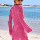 ANRABESS Women Beach Crochet Cover Ups Summer Knit Swimwear Mesh Bathing Suit Hollow Out Dress 2025 Vacation Swimsuit (Medium, Hot Pink)