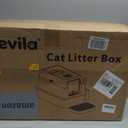 Extra Large Stainless Steel Litter Box with Lid, High Sided Enclosed Metal Cat Litter Pan, Dog Proof Front Entry Top Exit, Odor Control Easy Clean Leak Proof, Includes Scoop & Step, Light Gray