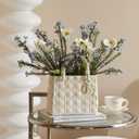 Flower Plastic Bouquet Bud Vases Small Home Decor Living Room Modern Square Unique Entryway Coffee Table Wedding (Pink,11 * 7.8in)