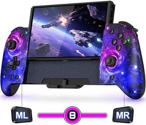 Switch Controllers for Nintendo Switch/OLED Accessories, Hall Effect Joystick Switch Wireless Pro Controller, One-Piece Switch Joypad for Handheld Mode with Light/Mapping