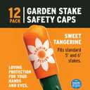 Garden Stake Safety Caps | Vinyl Covers for Sharp Stake Tips | Fits 7/16 Plant Support Stakes | Durable Gardening Caps for Plant Protection (12 Pack - Sweet Tangerine Orange)