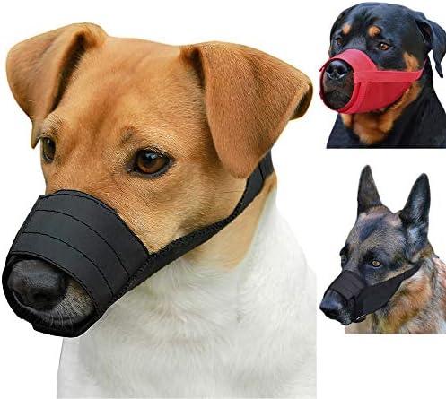 CollarDirect 2-PCs Set Dog Muzzles - Adjustable Soft Breathable Nylon Dog Mouth Guard Cover for Small, Medium and Large Dogs, Anti Chewing, Barking & Biting - Black & Red (1Black & 1Red, S)