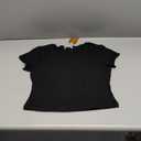 REORIA Women's Summer Basic Going Out Scoop Neck Crop Tops Tees Trendy Short Sleeve Ribbed Fitted Tshirts Shirts Plus Size Black X-Large