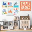 Hadley Designs 6 Ocean Wall Decor - Beach Room Decor for Toddlers, Seahorse and Whale Pictures Wall Decors for Kids, Reversible Unframed Ocean Art for Kids Bedroom, Made in USA