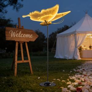 18.3" Wedding Butterfly LED Floor Lamp, 25W 12V Hanging White Butterflies Creative Ceiling Lamp,Realistic Swinging Butterfly,Romantic Wedding Party Fixture(1PCS, Warm Light)