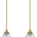 Brushed Gold Pendant Lights Kitchen Island 2 Pack, Modern Glass Pendant Light Fixtures with Hammered Glass and Rods, Adjustable Brass Hanging Light for Kitchen Sink Dining Room Bathroom