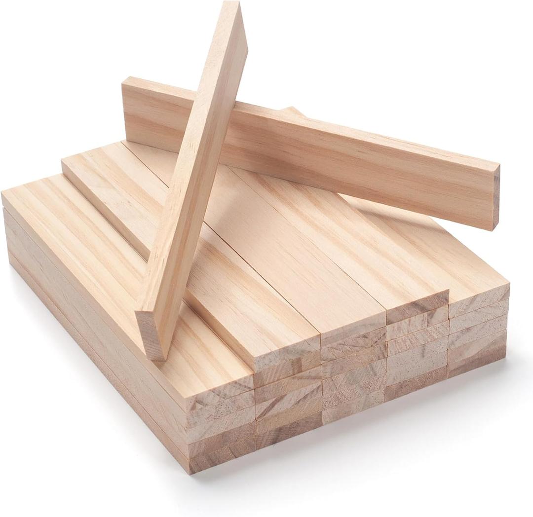 Wood Strips Slats Wooden Dowels for Crafts 1/4"  1"  6", 30 PCS Wood Trim Flat Lumber Boards Square Dowel Rods Wooden Sticks for Crafting, Woodworking, Model Making