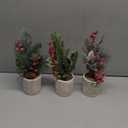 winemana Mini Christmas Tree Table Decorations Indoor, 3 Pcs Small Artificial Xmas Trees Decoration with Red Berries Pine Cone for Centerpiece Kitchen Office Tabletop Home Holiday Decor