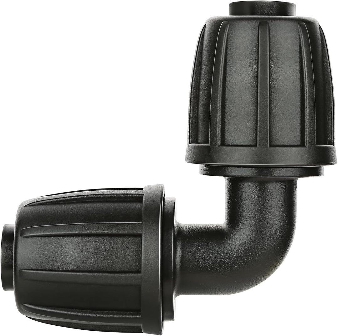 La Farah 1/ 2 inch Drip Irrigation Fittings, Lock Barbed Elbow Connectors fit Most Rain Bird, Orbit, Dig, Toro 1/ 2" Drip Irrigation Tubing - Pack of 10
