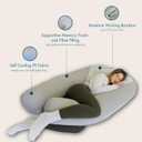 Plufl Hugl Cooling Body Pillow for Adults Made with CloudSupport Fill | U Shaped Maternity Pillows Great for Side Sleepers & Pregnant Women | Washable Cover | Grey