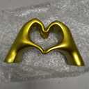 Small Heart Hands Sculpture Decor for Living Room Bedroom Bookshelf Coffe Table and Office Display, Love Finger Statue Modern Aesthetic Home Decor, Unique Gift for Wedding Christmas Birthday (Gold)