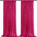 B-COOL Fuchsia Sequin Backdrop Curtains Hot Pink Glitter Backdrop 2 Panels 2ftx8ft Girls Party Backdrop Fabric for Sweetheart Birthday Wedding Party Decorations