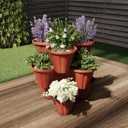 Stacking Planter Tower- 3-Tier Space Saving Flower Pots- Set of 3 Indoor/Outdoor Vertical Herb & Vegetable Garden by Pure Garden (Terracotta Colored)