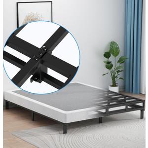 UOMEUR Box Spring for Queen Bed,5 Inch Low Profile Box Spring Queen for Queen Mattress, 3500lbs Heavy Duty Metal Mattress Foundation Support,Noise-Free, Non-Slip, Easy Assembly, Cleanable Fabric Cover