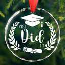 3 x Graduation Gifts for Her Him, Class of 2025 Graduation Ornament, High School College Masters Degree Graduates Gifts, You Did It Glass Christmas Ornament for Graduates