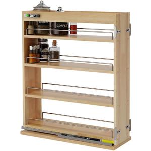 Pull Out Spice Rack Organizer for Cabinet (6.5" W x 22.3" D x 25.2" H), Sliding Spice Rack for Kitchen Cabinet, Wood Pull Out Cabinet Organizer for Multi-Use