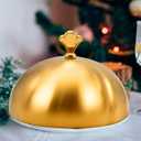 Gold Stainless Steel Food Dome Cover Food Protecting Dome Cover Serving Plate Dish Dome Cake Butter Dessert Cheese Cover for Burgers Restaurant Party (Crown Handle)