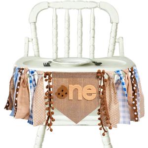 Cookies One High Chair Banner - Cookie Themed First Birthday Party Decoration Supplies Banner, Sweet Cookies Sign Baby Shower Birthday Party Banner, Party Photo Backdrop Props Garland