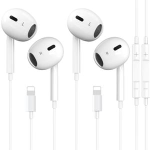 2 Packs- Wired Headphones for iPhone Earbuds Built-in Microphone & Volume Control Nosie Reduction Headsets Compatible with iPhone 14/13/12/11/XR/XS/X/8/7/SE/Pro/Pro Max/Support All iOS System