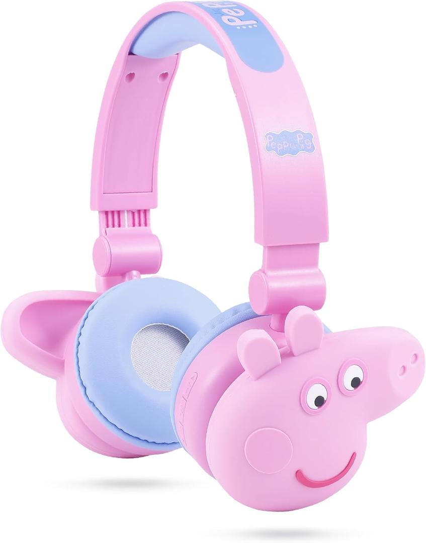 Peppa Pig - Kids Bluetooth Headphones, Wireless & Wired Over-Ear Headphones with Safe Volume, Adjustable Headband, Rechargeable Battery & Stereo Sound Perfect for School, Home, & Travel