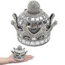 Crown Air Freshener for Car, Crystal Fragrance Diffuser, Air Freshener Holder, Crystal Crown Fresheners Ornament Bottle for Car Dashboard Interior Home Office Decoration (Silver, No Perfume)