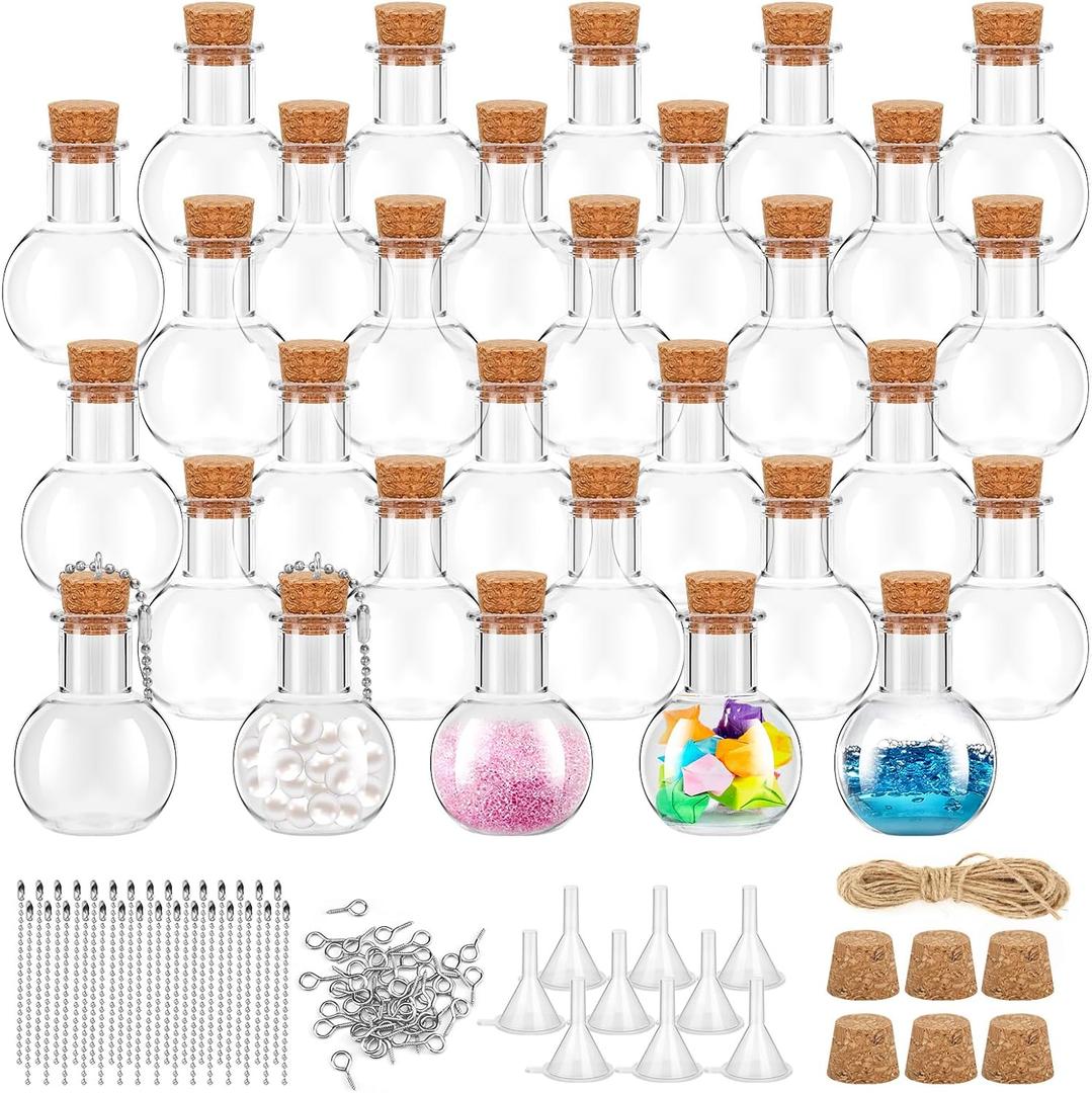 30 Packs Mini Plastic Bottles with Corks Clear Small Plastic Bottles for Birthday Baby Shower Wedding DIY Crafts Party Christmas Halloween Decoration Present
