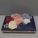 Evening Bag for Women, Flower Wedding Evening Clutch Purse Bride Floral Clutch Bag (719-1 Blue)