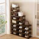 Vertical Shoe Rack - Tall Narrow Shoe Rack Organizer for Small Spaces,7 Tier Bamboo Shoen Shelf for Entryway,Closet,Corner,Doorway,Skinny Shoe Shelf Space Saving Shoe Storage,Free Stackable DIY