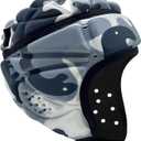 Soft Padded Headgear Hockey Helmet 7v7 Soft Shell Head Protector Soccer Rugby Football (Medium, Camouflage)