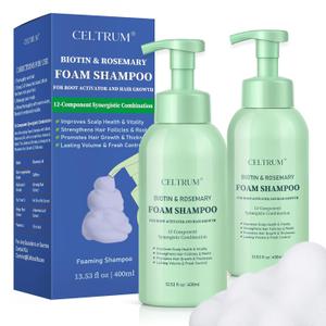 Foam Shampoo with Biotin & Rosemary for Hair Growth, Root Activator for Men and Women, 12-Component Synergistic Blend for Visibly Thicker Hair - 13.53 fl oz (Pack of 2)