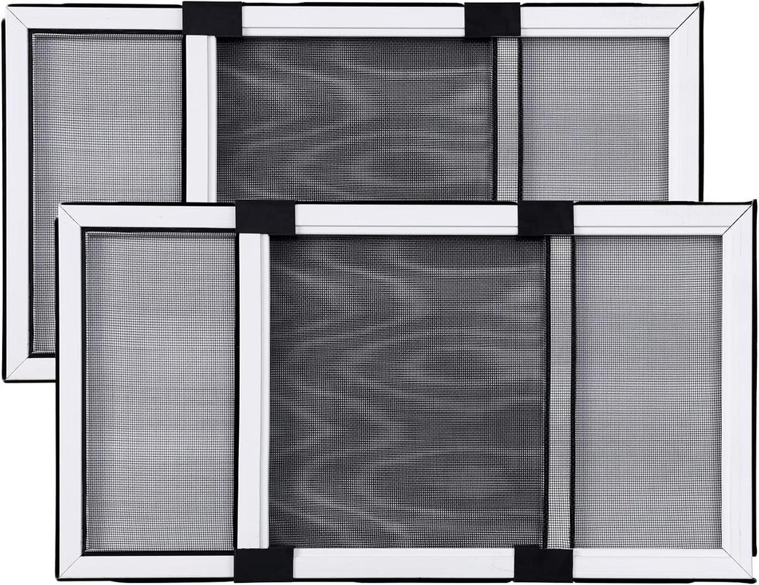 BAFLOTEX Adjustable Window Screens Expandable 2 Ways Expandable Window Screen 10" Height*14" Width-24" Width with White Frame for House Windows 2 Pack of Small Screens