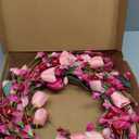 J'FLORU 22 Inch Valentines Day Wreath Pink Valentine's Day Wreaths for Front Door Tulip Wreath with Red Hearts and Berries for Valentine Wedding Anniversary Candlelight Dinner