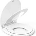 Garvee Round Toilet Seat with Toddler Seat, PP Safe Material, 2 in 1 Toilet Seat for Family Built-in Baby Seat Removable, 17 in, Soft Close + Easy Clean(White)