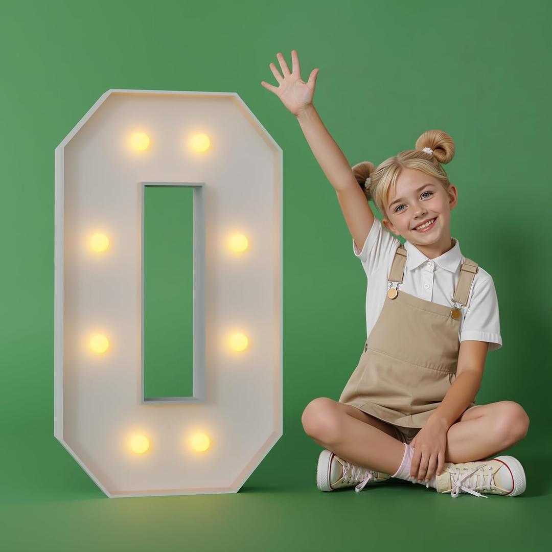 2.3FT Marquee Letters O Large Light Up Letters Cool White Big Foam Cardboard Graduations Prom Marry Me Wedding Birthday Party Decorations Backdrop Sign O
