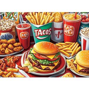 300 Pieces Hamburger Puzzles for Adults, Youths Favorite Foods Puzzle for Adults Children, Fries Puzzle 300 Pieces, Gift for Birthday, Home Decor, Fun for Family Entertainment(20.5 * 15 in)