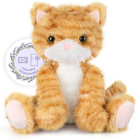 SuzziPals Heatable & Coolable Orange Cat Stuffed Animal, Cat Heating Pad Microwavable for Soothing & Relaxation, Lavender Scented Orange Cat Plush Toy for Stress Relief, Stuffed Cat Toys for Kids