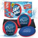Activ Life The Ultimate Water Skip Ball (2 Pack), Water Bouncing Toys, Fun Games at Beach, Lake, Swimming Pool, Easter Basket Stuffer Gifts for All Ages Kids & Family, Red/Blue with Skip Disc