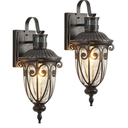 Refice Motion Sensor Outdoor Lights, Upgraded Dusk-to-Dawn Wall Mount Fixtures, Motion Sensor Wall Lights for House Porch Garage, Black Exterior Wall Lantern Sconces with Clear Glass（2-Light）