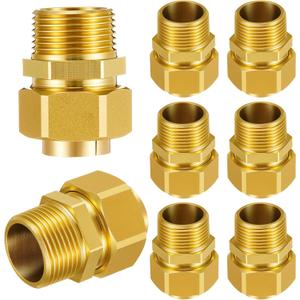 Frienda 8 pack 1/2" NPT Brass Pipe Fittings CSST Male NPT Pipe Fitting Male Threaded Hex Nipple Brass Tone Gas Connect Adapter Grill Propane Conversion Connector