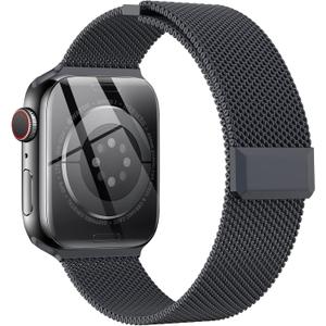 EPULY Compatible with Apple Watch Band 44mm 45mm 46mm Series 10 11 49mm, Stainless Steel Mesh Loop Magnetic Clasp Bands for iWatch Series 9 8 7 6 5 4 Ultra SE3 2 Women Men - 49/46/45/44mm Space Grey
