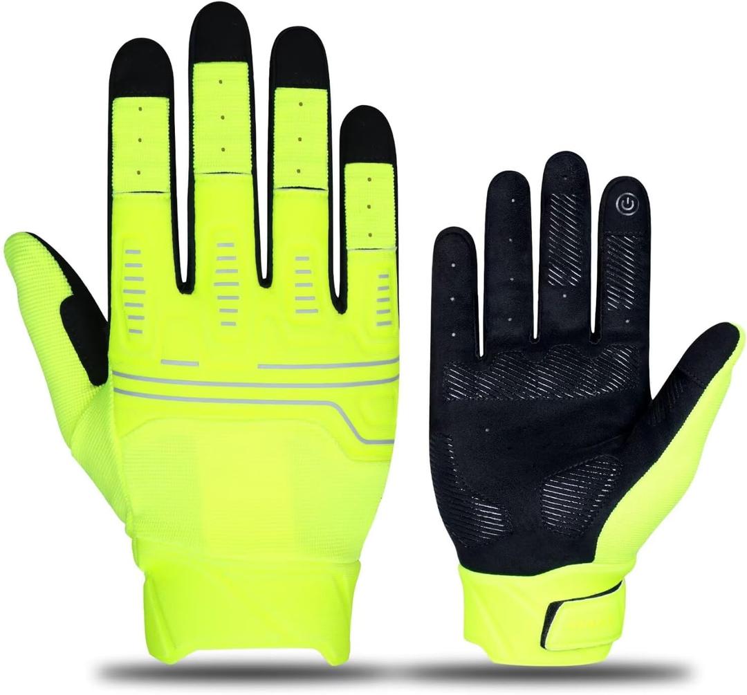 INBIKE Mountain Bike Gloves Unisex Cycling Gloves Long Finger Cycling Gloves with Anti-Slip Shock-Absorbing Pad (Large, green)