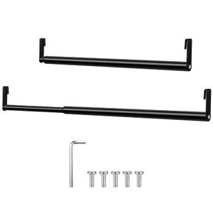 Threehoney Expandable Closet Rod for Wire Shelf Hanging Clothes Adjustable Heavy Duty Closet Hanging Rod Extender Heavy Duty Hanger Bar Metal Poles for Wardrobes Hanger, 1 Pack (32-54 Inch,Black)