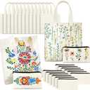 Amylove 12 Pcs Mini Canvas Tote Bag Set Include Small Canvas Bag Blanks Small Pouches with Zipper for Sublimation (10 x 10,Natural Color)