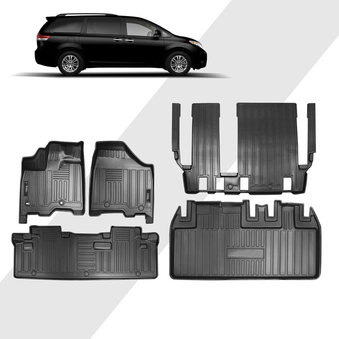 Compatible for 2013-2020 Toyota Sienna Floor Mats Cargo Liner Trunk Mat All Weather Rubber Mat for 2013 2014 2015 2016 2017 2018 2019 2020 Toyota Sienna Accessories (8 Seater)